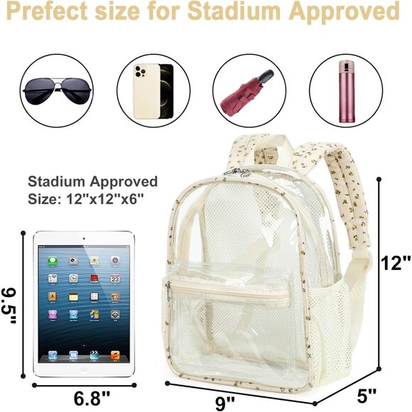 New Beautiful Clear Flowers Small Backpack for Girls, Women's (12x12x6) - Picture 3 of 9